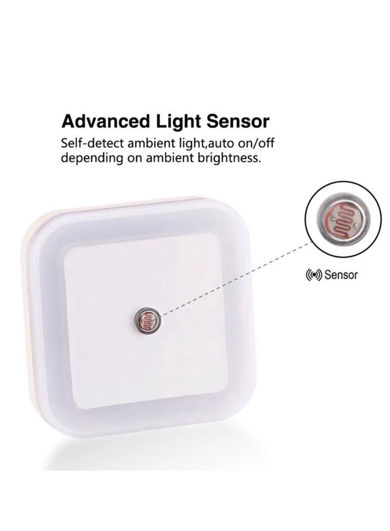 BLUE CORAL Sensor Night Light Plug-In Square Night Lamp Smart Dusk to Dawn Sensor Lamps Nightlight Energy Saving LED Sensor For Bedroom Toilets Stairs Corridors Children Kids Living Room (White) - Image 2