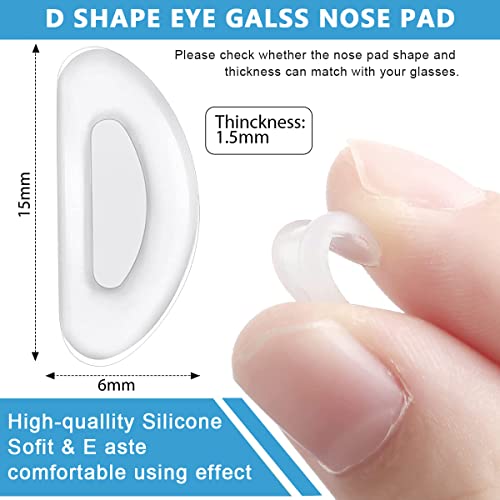MAYCREATE® 12 Pairs Adhesive Eyeglasses Nose Pads, D Shape Stick-on Anti-Slip White Silicone Eyeglasses Nose Pad Replacement, Self Adhesive Nose Pads Glasses Nose Pad - Image 3