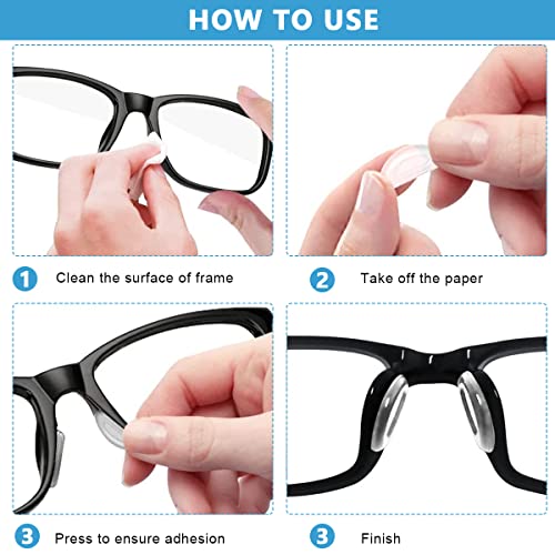 MAYCREATE® 12 Pairs Adhesive Eyeglasses Nose Pads, D Shape Stick-on Anti-Slip White Silicone Eyeglasses Nose Pad Replacement, Self Adhesive Nose Pads Glasses Nose Pad - Image 2