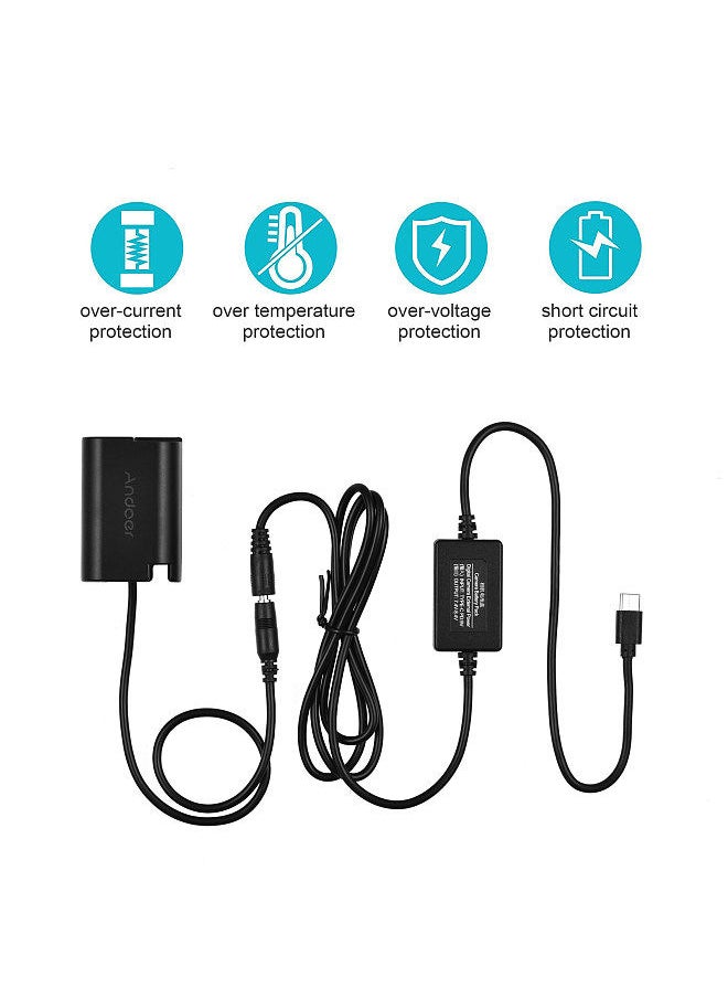 Andoer DMW-DCC17 Dummy Battery with Type-C Power Adapter Cable DMW-BLK22 Dummy Battery Coupler Accessory Replacement for Panasonic LUMIX S5 DC-S5 DC-S5K DC-S5GK GH6 Cameras