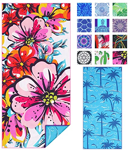 TwoYek منشفة شاطئ رقيقة من الألياف الدقيقة خفيفة الوزن 71x32 كبيرة الحجم خالية من الرمل تجف بسرعة للسفر وحمامات السباحة والتخييم والرياضات وإكسسوارات الشاطئ هدية أساسية للعطلات