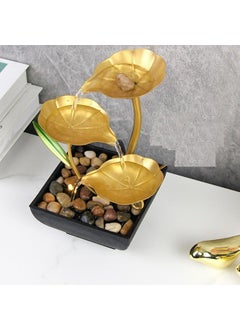 PRISO PRISO Water Fountain Tabletop Metal 3Tier for Home Decor Living Room Bedroom Indoor Waterfall Desktop Leaf Office Table Automatic Pump Relaxation Fountain with Natural Stones  - Image 5