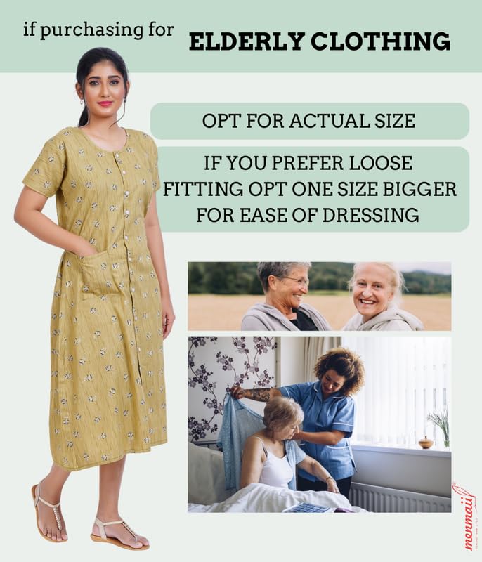 MENMAII Women's [L-4XL] Full Open/Front Buttoned [a Kind of Adaptive Clothing] Multipurpose Nighty for Maternity/Pregnancy/Elderly/Patient/Feeding/Hospital Purpose Nighty(Olive_L/ Calf Length) - Image 5
