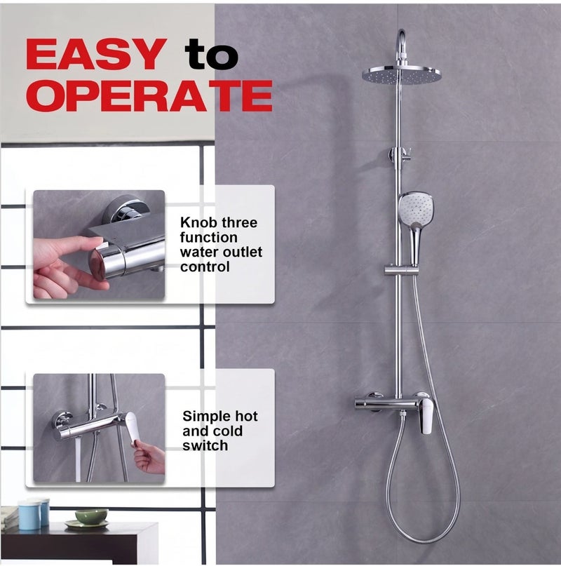 RONA Luxury Heavy Duty Copper Shower Mixer – Premium Chrome Finish Single Lever Wall Mounted Bath Shower Crane with 5-Year Warranty - Image 4
