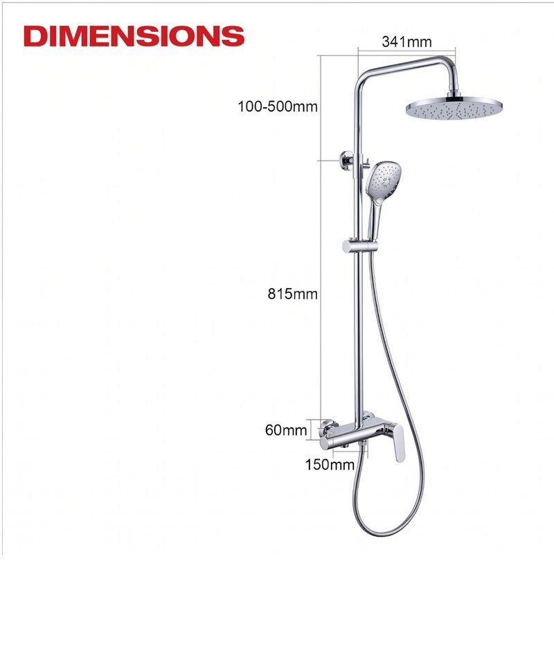 RONA Luxury Heavy Duty Copper Shower Mixer – Premium Chrome Finish Single Lever Wall Mounted Bath Shower Crane with 5-Year Warranty - Image 3