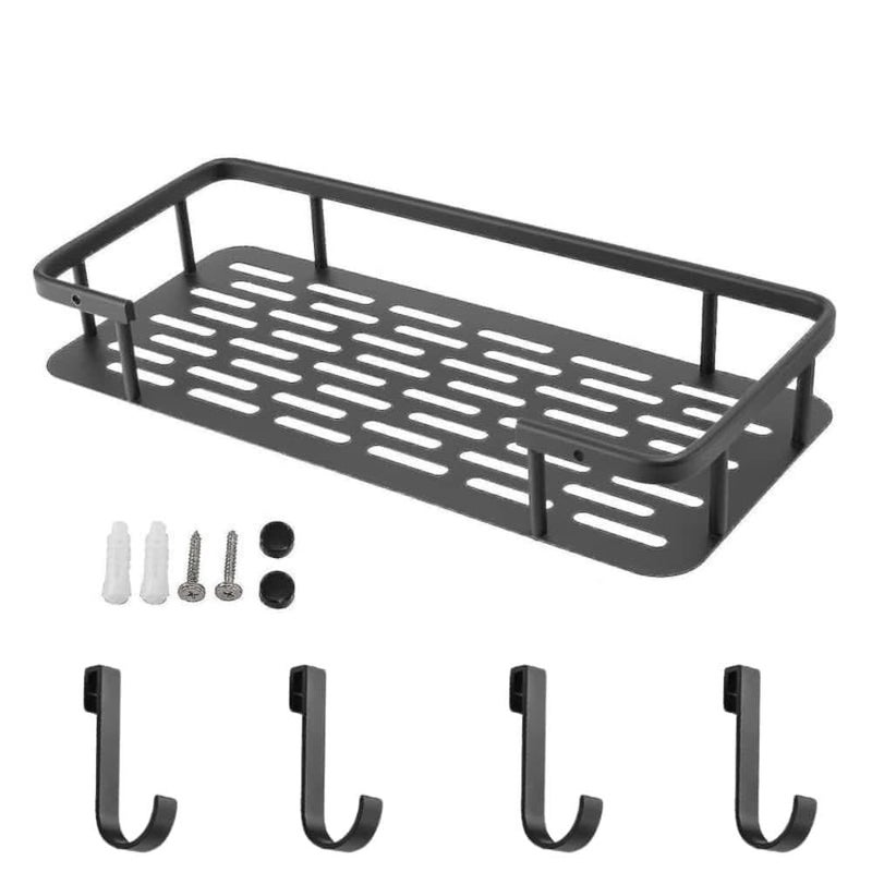 NISHIV Wall Mounted Shower Caddy Shelf Space Saving High Load Bearing Aluminum Shower Storage Rack with Traceless Stickers for Bathroom & Kitchen Organized Storage (Pack of 1) - Image 2