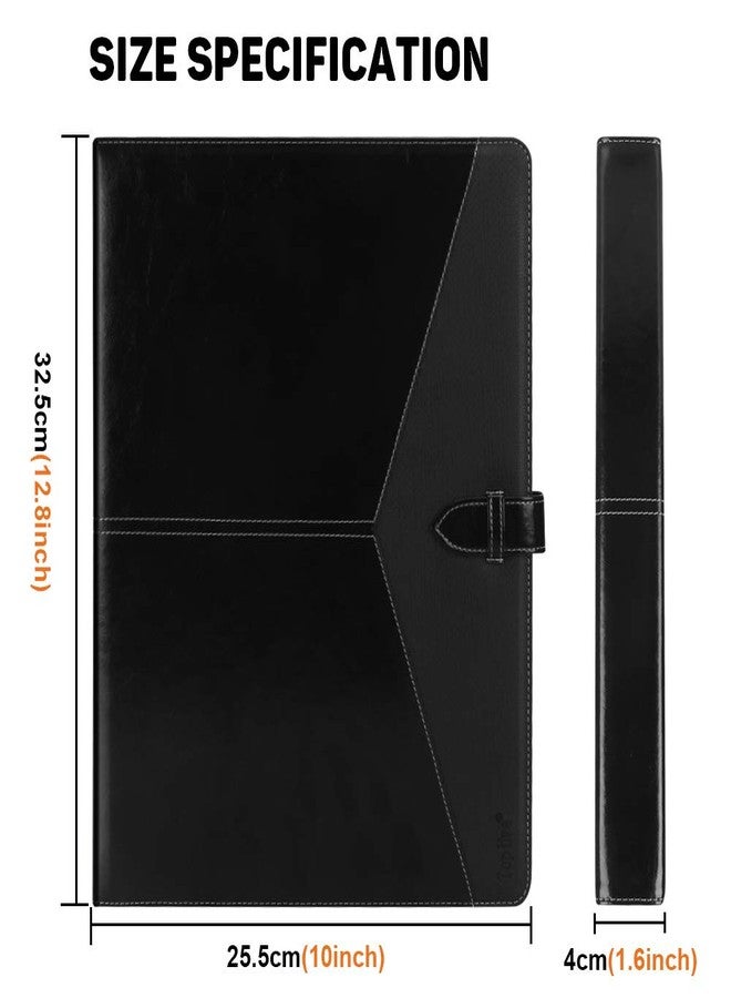 Toplive Padfolio 3 Ring Binder Organizer Business Portfolio Folder for Women, A4/ Letter Size PU Leather Professional Portfolio Padfolio for Interview Conference Presentation, Black - Image 3