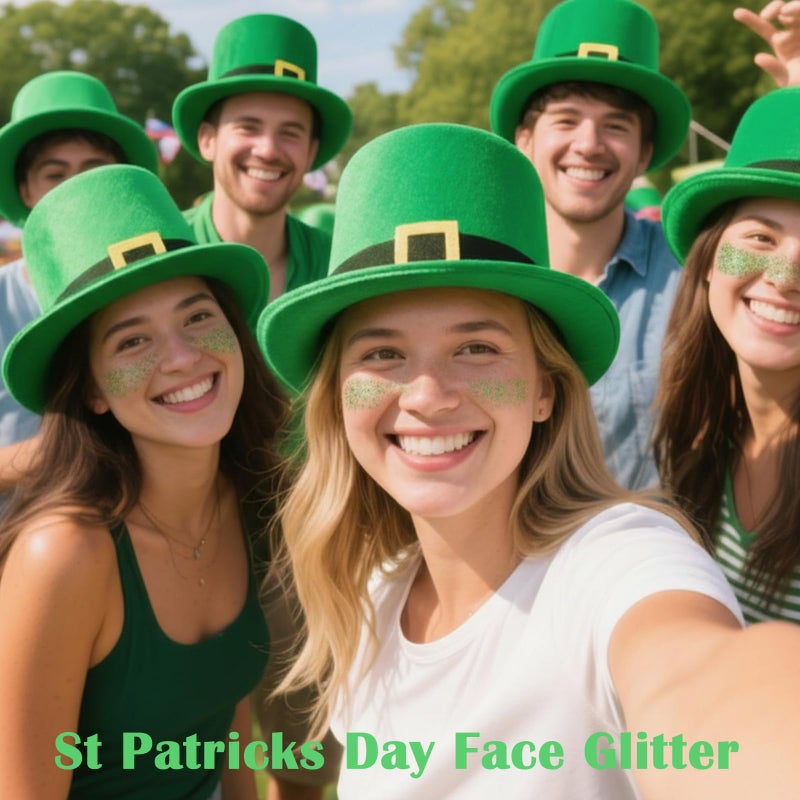 Paminify Green Hair Glitter Stick,St Patricks Day Body Face Glitter,Shimmer St Patrick's Day Outfit for Women,Waterproof Green Holographic Glitter,Rave Mardi Gras Singer Concert Party Accessories - Image 5