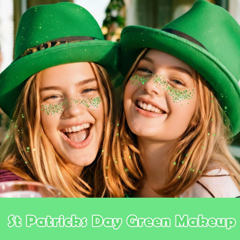Paminify Green Hair Glitter Stick,St Patricks Day Body Face Glitter,Shimmer St Patrick's Day Outfit for Women,Waterproof Green Holographic Glitter,Rave Mardi Gras Singer Concert Party Accessories - Image 2