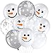 MiniInflat 50 Pcs Winter Snowflakes Balloons Clear 12 Inch Transparent Snowflakes Latex Balloons for Birthday Wedding Winter Wonderland Shower New Year Party DecorationsWhite Gray ClearSnowman - Image 2