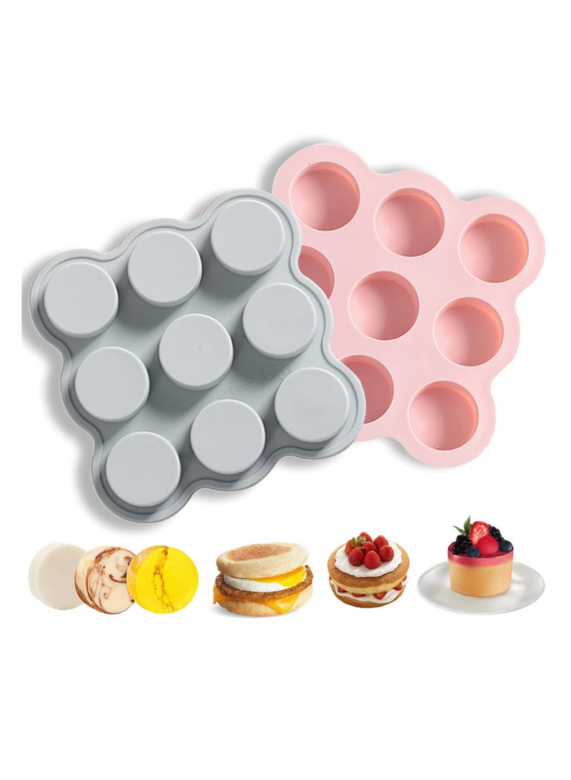 Silicone Air Fryer Egg Pan Set - Non-Stick Baking Muffin/Cupcake Pan for Hamburger, Fried Egg, Tart & Dessert - Reusable, 2 Pcs - Image 1