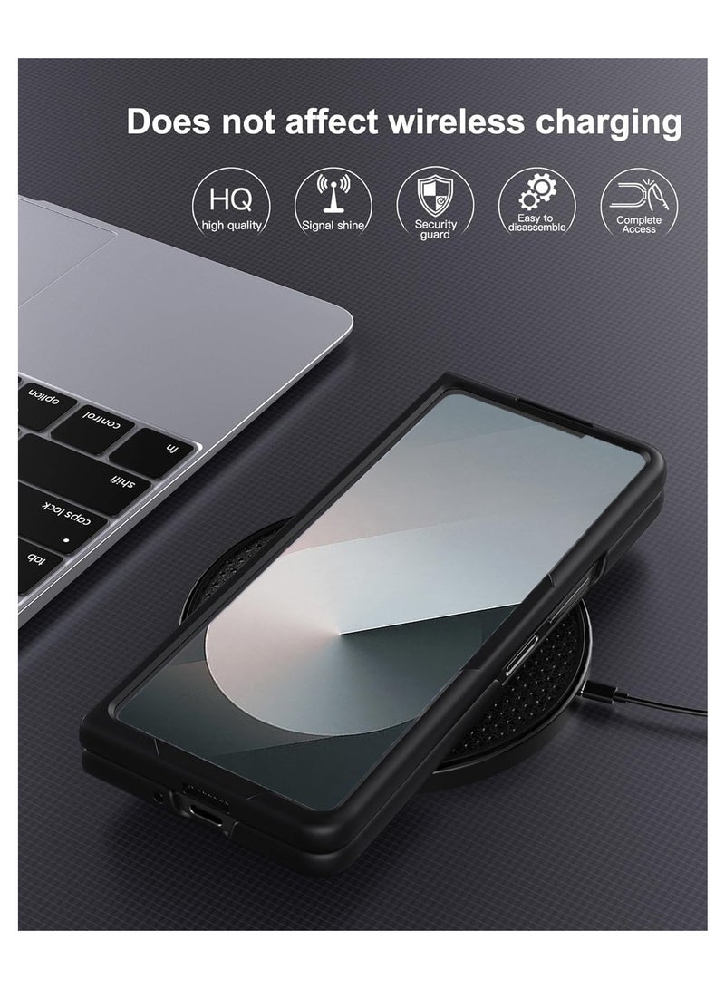 JSJM Premium Leather Stitched Luxury Case Cover For Samsung Galaxy Z Fold6 5G 2024 Navy Blue - Image 4