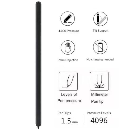 Bimahoo Z Fold 6 S Pen Fold Edition Replacement Compatible with Samsung Galaxy Z Fold 6 / Fold 5 Phone Only with 3 pcs Pen Tips (Black) - Image 2