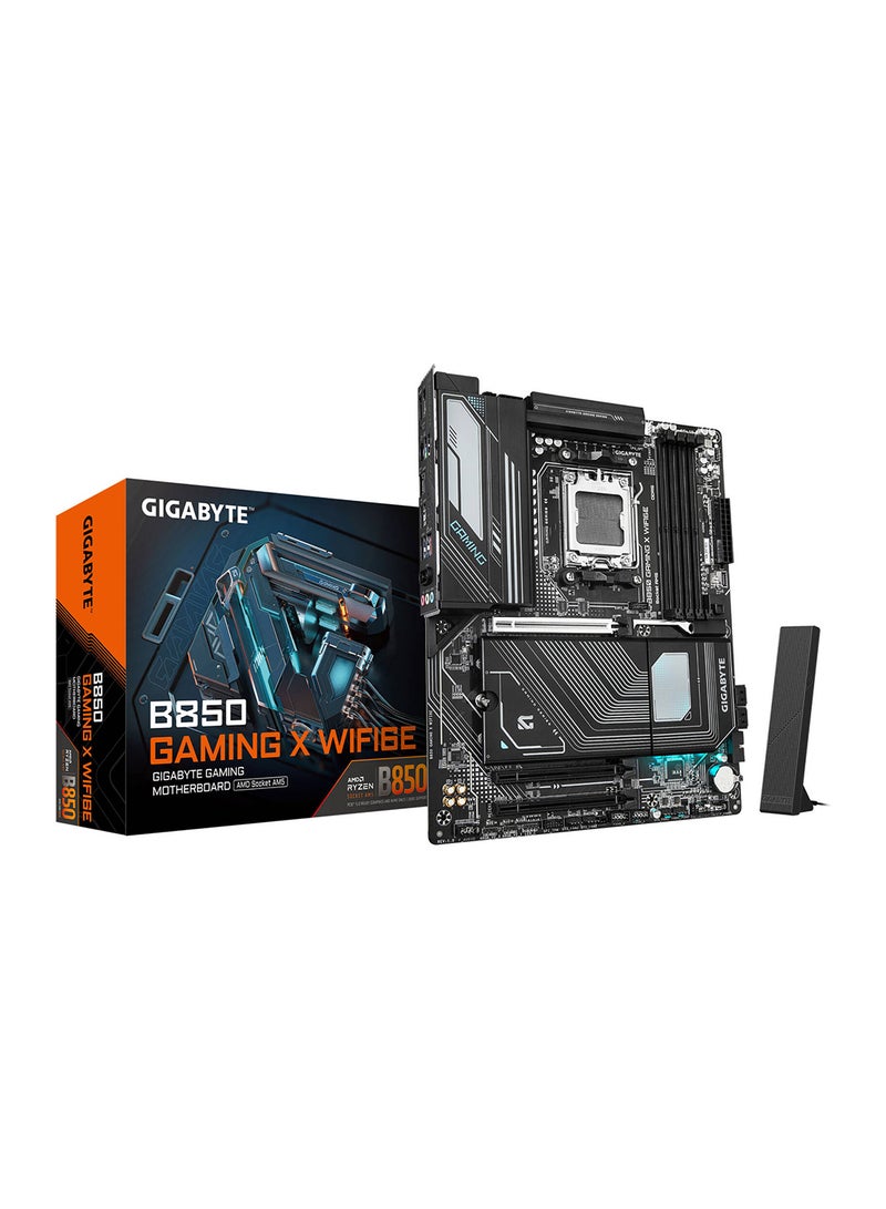 جيجابايت لوحة أم B850 GAMING X Wi-Fi6E AM5 ATX، شريحة AMD B850، 4x DDR5 DIMM، ذاكرة قصوى تصل إلى 256GB، 1 x PCIe 5.0 x16، 3 x M.2، واي فاي وبلوتوث، B850-GAMING-X-Wi-Fi6E - Image 1