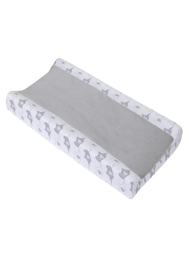 NoJo Elephant Stroll Gray & White Super Soft Changing Pad Cover, Grey, White - Image 1