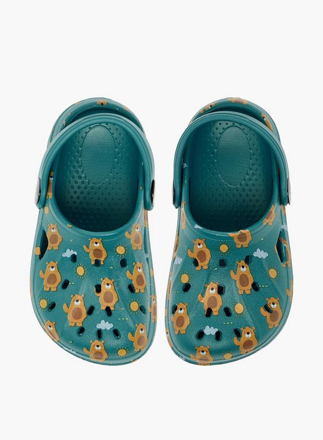 Aqua Boys Bear Print Clogs - Image 1