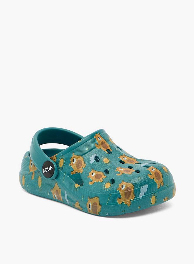 Aqua Boys Bear Print Clogs - Image 2