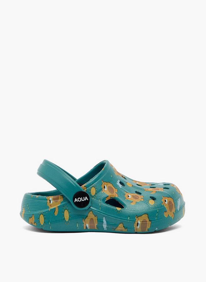 Aqua Boys Bear Print Clogs - Image 3