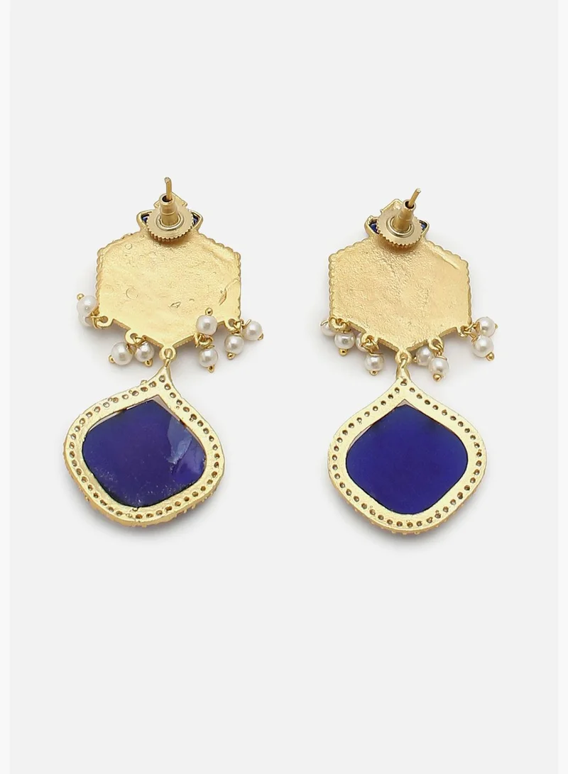 SOHI Gold Plated Designer Stone Drop Earring