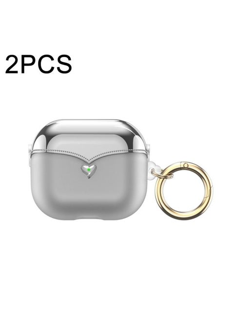 Case Cover For AirPods 3 2pcs One-piece Plating TPU Soft Shell Protective Case Transparent Silver