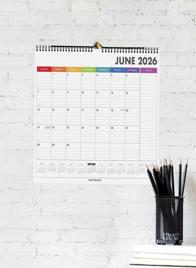 PAPERAGE 2026 Calendar, 12 Months (January 2026 - December 2026), Medium (11.5 in x 14.75 in), Minimalist Wall and Desk Calendar with Monthly Views, Yearly Plans & Notes Section - Raspberry - Image 5