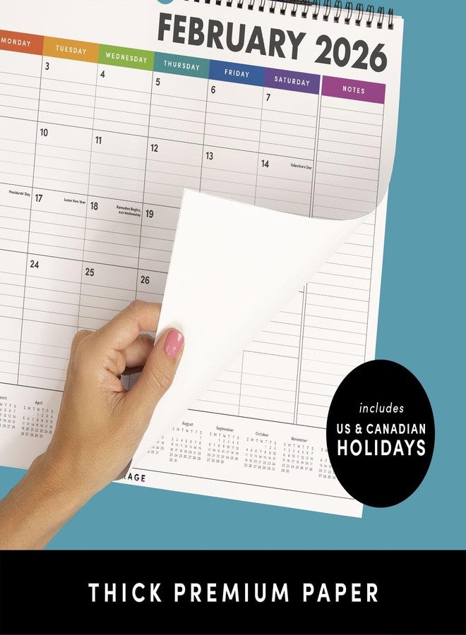 PAPERAGE 2026 Calendar, 12 Months (January 2026 - December 2026), Medium (11.5 in x 14.75 in), Minimalist Wall and Desk Calendar with Monthly Views, Yearly Plans & Notes Section - Raspberry - Image 3