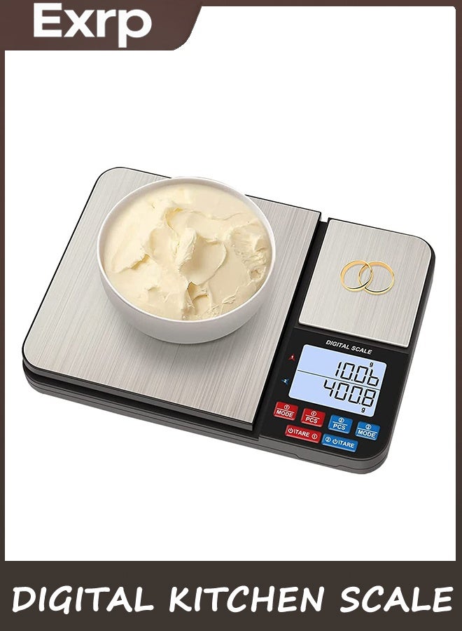 Exrp Dual Platform Digital Kitchen Scale, 11lb/0.1g & 500g/0.01g, High Precision Cooking Food Scale, 7 Units, Tare Function, Auto Off, PCS, Multifunctional for Food Weighing - Image 1