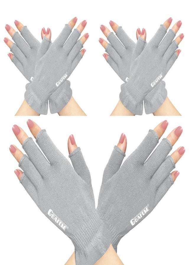 GSAFEME Cotton Gloves Eczema - Fingerless Touchscreen Moisturizing Gloves for Dry Hand Sleeping - Cotton Gloves for Men and Women, Gray S/M 3 Pairs - Image 1