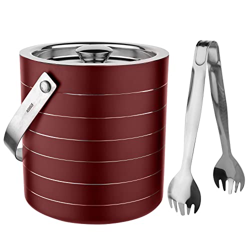 Steren Impex | Stainless Steel Double Wall Ice Bucket with Tong - Cherry Ring Design, Medium, 1.5L - Image 1