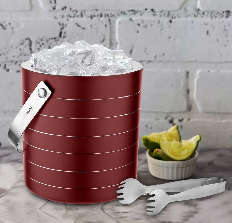 Steren Impex | Stainless Steel Double Wall Ice Bucket with Tong - Cherry Ring Design, Medium, 1.5L - Image 5