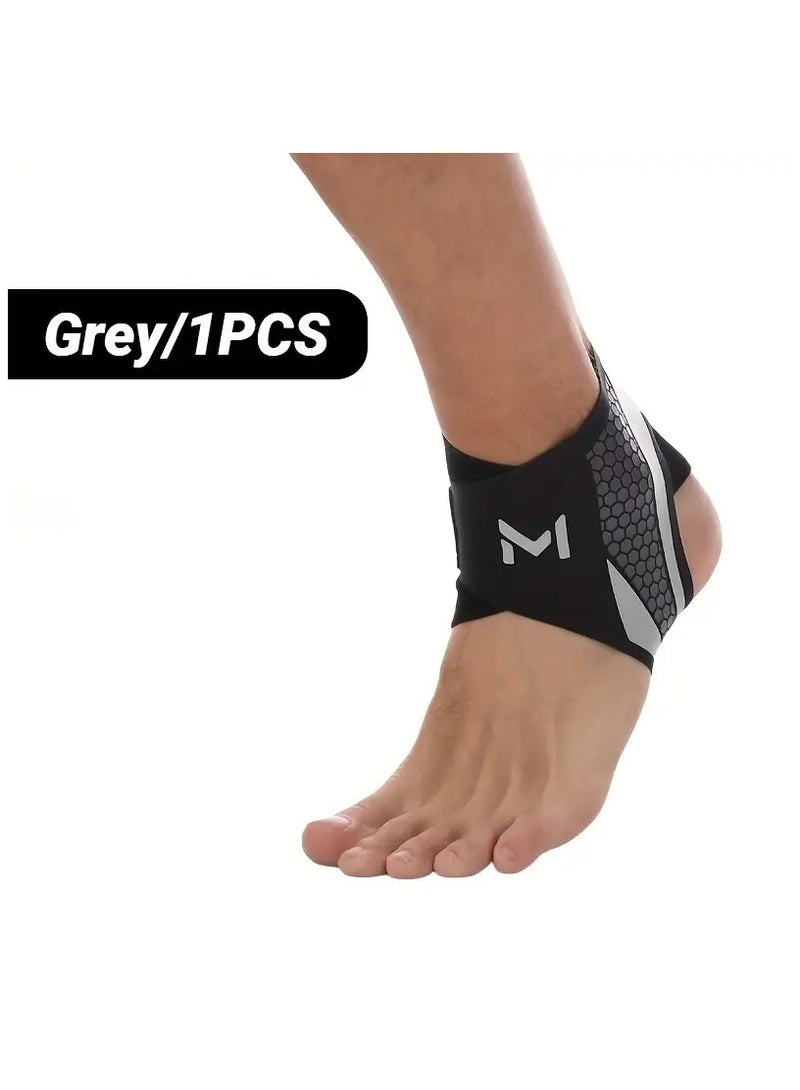 oem 1pcs High-Quality Adjustable Ankle Compression Support Straps, Breathable and Lightweight for Daily Use - Black & Neon Gray Design, Ideal for Hiking, Cycling & Outdoor Activities, Ankle Brace, Unisex Design with Secure Fit - Image 1