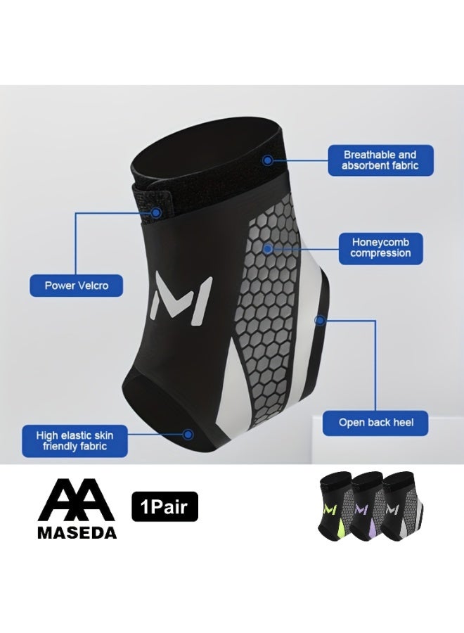 oem 1pcs High-Quality Adjustable Ankle Compression Support Straps, Breathable and Lightweight for Daily Use - Black & Neon Gray Design, Ideal for Hiking, Cycling & Outdoor Activities, Ankle Brace, Unisex Design with Secure Fit - Image 5