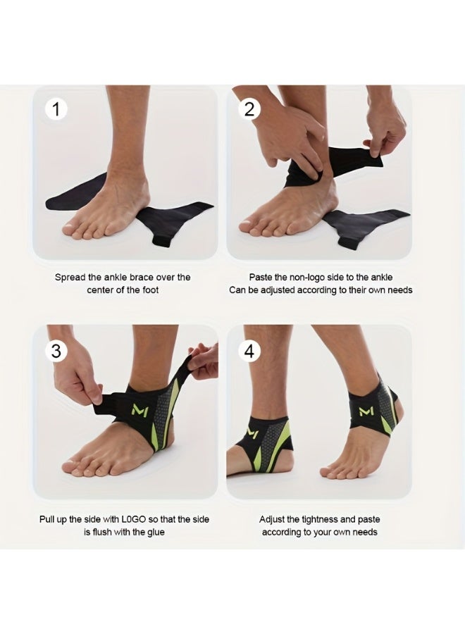 oem 1pcs High-Quality Adjustable Ankle Compression Support Straps, Breathable and Lightweight for Daily Use - Black & Neon Gray Design, Ideal for Hiking, Cycling & Outdoor Activities, Ankle Brace, Unisex Design with Secure Fit - Image 4