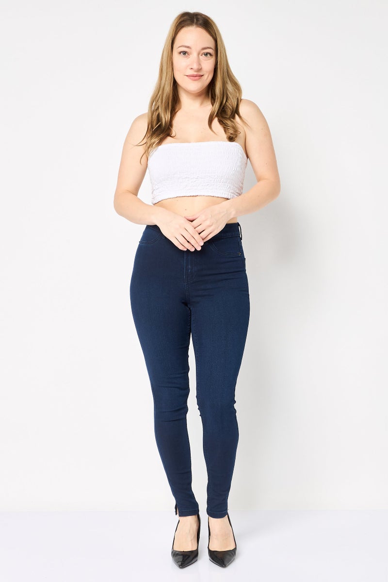 VERO MODA I Scenery By Vero Moda Women Skinny Fit Mid Rise Solid Stretchable Jeans, Navy Blue  - Image 2