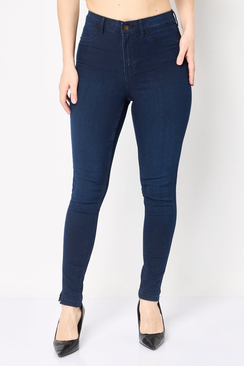 VERO MODA I Scenery By Vero Moda Women Skinny Fit Mid Rise Solid Stretchable Jeans, Navy Blue  - Image 1