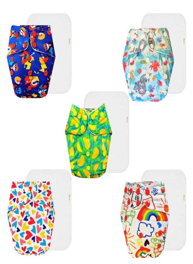 Dumbledo Premium Cloth Diaper with Cotton Insert (Pack of 5) | Dry Feel and Comfortable | Leakproof | Quick Dry | Trusted by Moms | 3 Months - 3 Years | Unisex Baby - Image 1