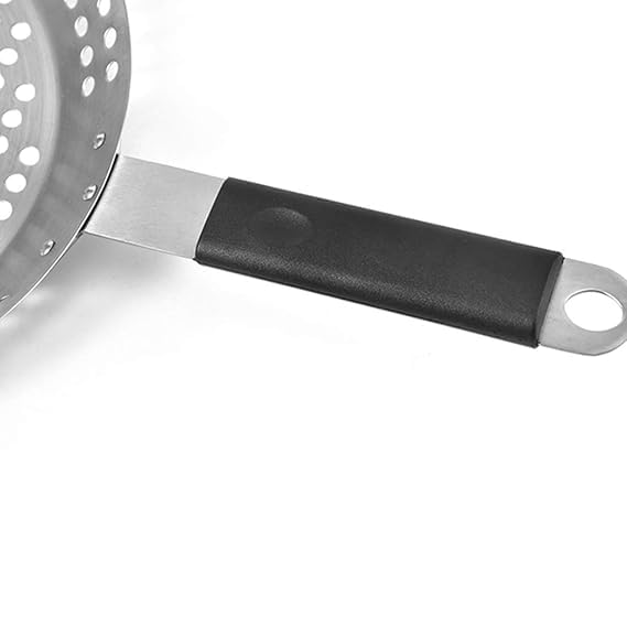 Gyanadh Gyanadh Nonstick Stainless Steel Barbecue Pan - BBQ Fry Pan with Handle, Perforated Grill Tray for Meat, Seafood, and Vegetables  - Image 3