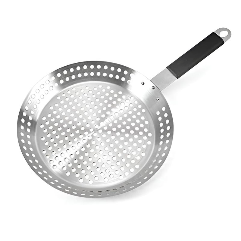 Gyanadh Gyanadh Nonstick Stainless Steel Barbecue Pan - BBQ Fry Pan with Handle, Perforated Grill Tray for Meat, Seafood, and Vegetables  - Image 1