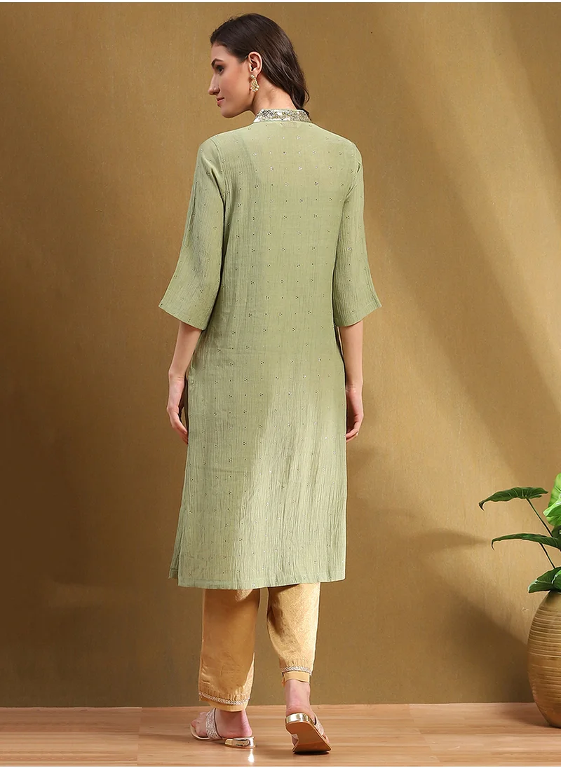 Biba Embroidered V-Neck Kurti