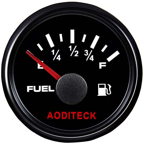AODITECK 8 Scale Marine Fuel Gauge for Boat Gas Tank Truck Diesel Vehicles RV Oil Fuel Level Gauge Automotive Replacement Aftermarket Gauge for Car Truck Vehicle with Backlight, 240-33ohm All Black - Image 1