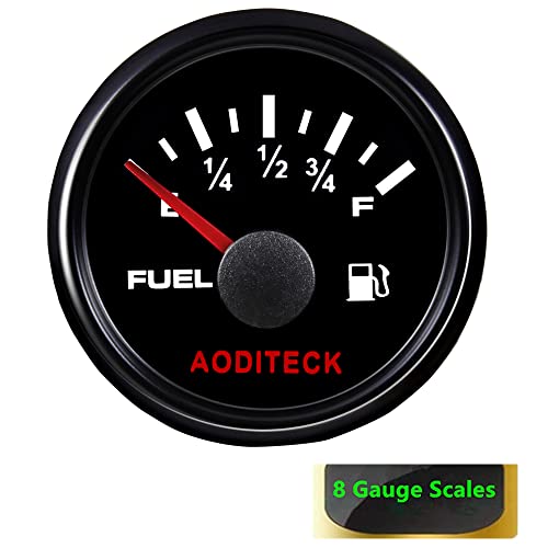 AODITECK 8 Scale Marine Fuel Gauge for Boat Gas Tank Truck Diesel Vehicles RV Oil Fuel Level Gauge Automotive Replacement Aftermarket Gauge for Car Truck Vehicle with Backlight, 240-33ohm All Black - Image 3