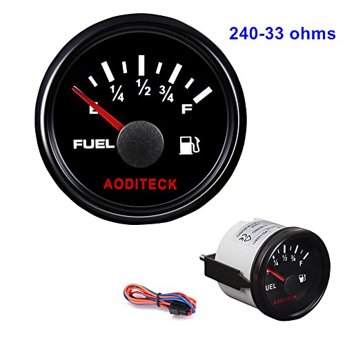 AODITECK 8 Scale Marine Fuel Gauge for Boat Gas Tank Truck Diesel Vehicles RV Oil Fuel Level Gauge Automotive Replacement Aftermarket Gauge for Car Truck Vehicle with Backlight, 240-33ohm All Black - Image 5