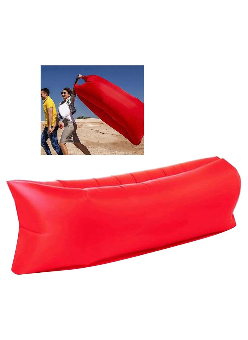 Huitich - Portable Inflatable Air Sofa for Outdoor Camping, Travel & Beach Lounging Red - Image 1