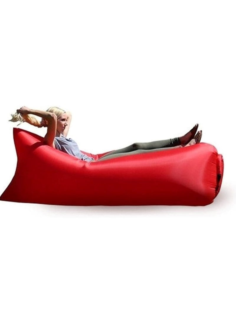 Huitich - Portable Inflatable Air Sofa for Outdoor Camping, Travel & Beach Lounging Red - Image 1