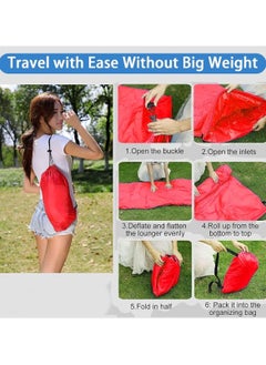 Huitich Portable Inflatable Air Sofa for Outdoor Camping, Travel & Beach Lounging Red  - Image 3
