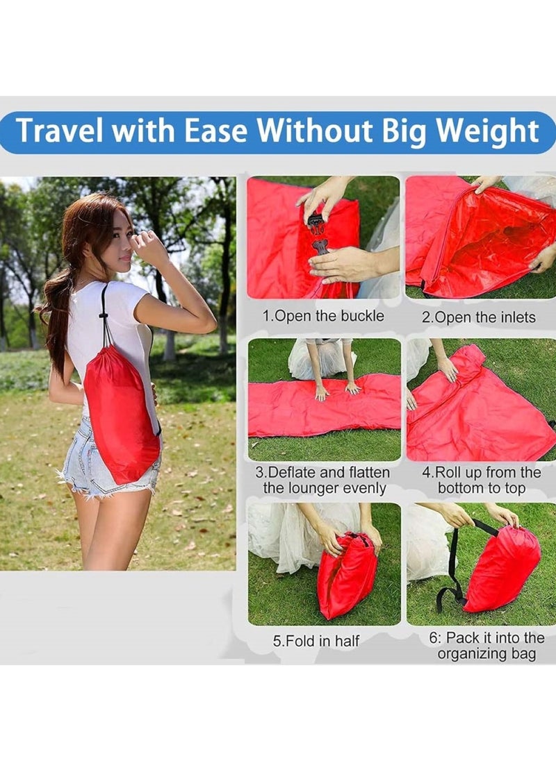 Huitich - Portable Inflatable Air Sofa for Outdoor Camping, Travel & Beach Lounging Red - Image 1