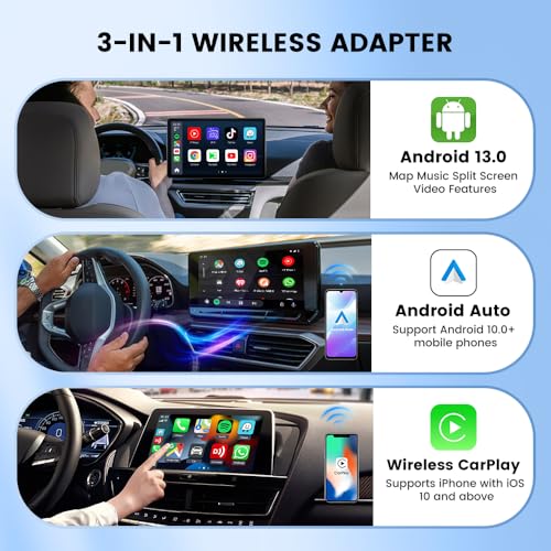 Carlinkit Wireless CarPlay Adapter for iPhone & Android Phone 3 in 1 Carlinkit Ai Box. Android 13.0/Wireless Android Auto/Wireless CarPlay, Quick Connection Bluetooth CarPlay Adapter - CPC200-Tbox S1C - Image 4