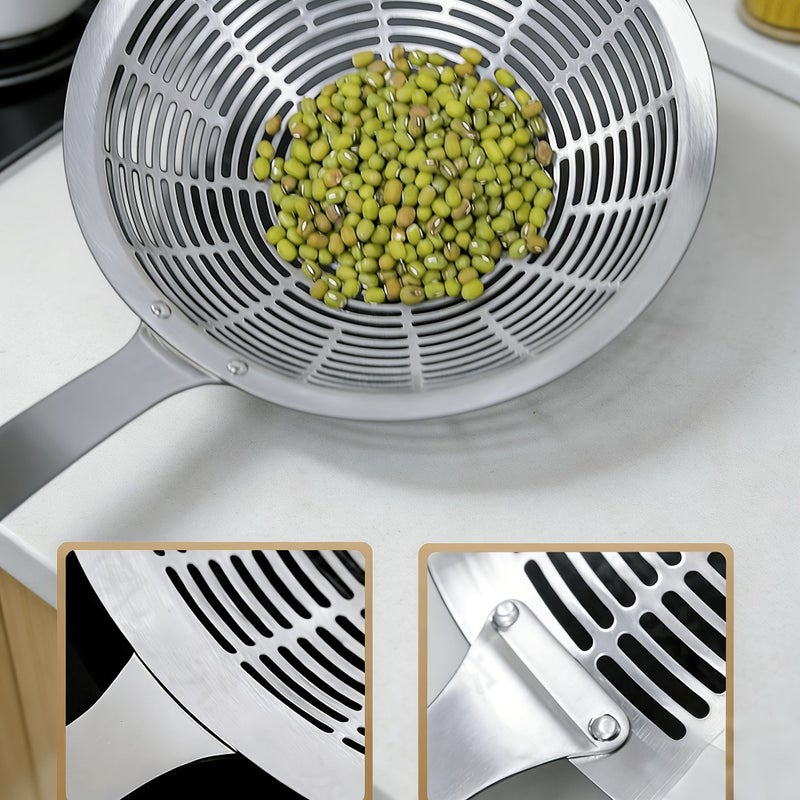 Stainless Steel Fine Mesh Skimmer 16 Inch With Wooden Handle Rust Proof Design Kitchen Tool For Pasta Noodles Degreasing Food Preparation - Image 4