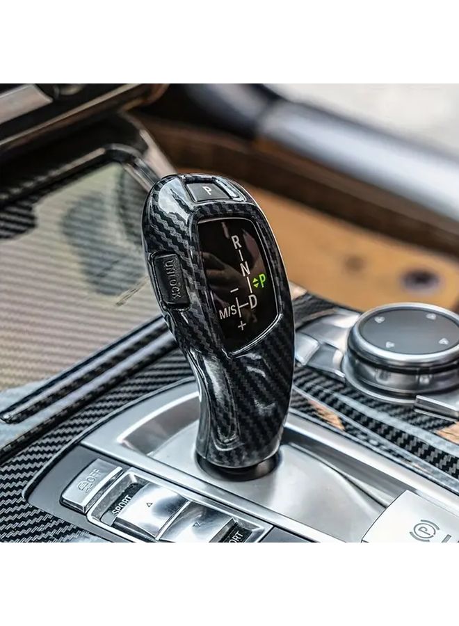 Carbon Fiber Texture Shift Knob Cover For BMW E70 E71 Left Hand Drive With Indicators Scratch Resistant Interior Upgrade Easy Installation Precise Fit - Image 2