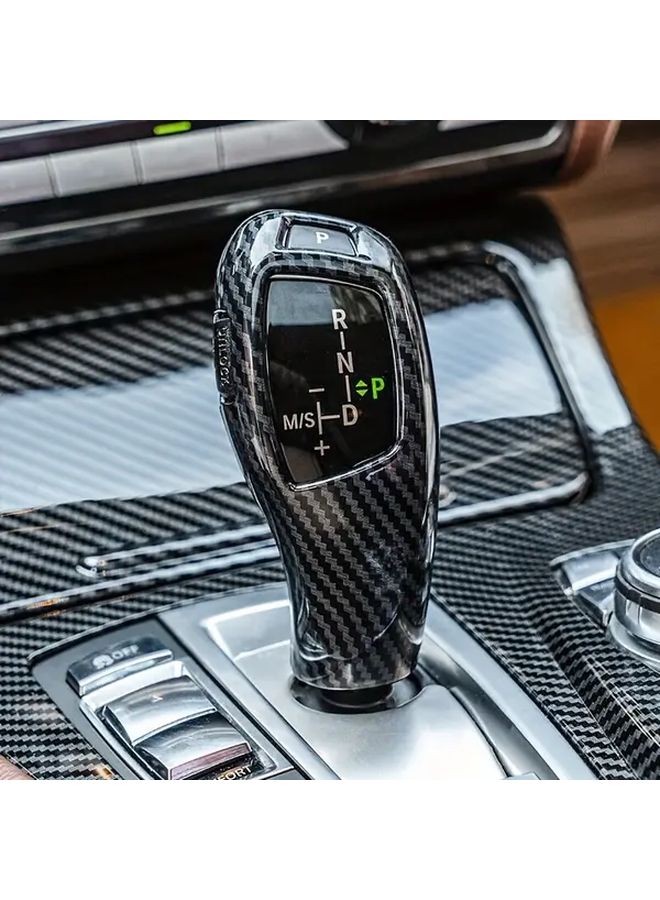 Carbon Fiber Texture Shift Knob Cover For BMW E70 E71 Left Hand Drive With Indicators Scratch Resistant Interior Upgrade Easy Installation Precise Fit - Image 1